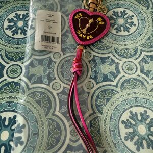 Tory Burch Pink Heart Keychain with Tassel